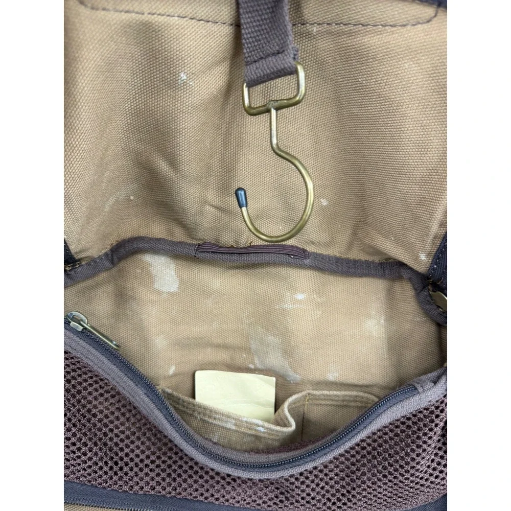 Duluth Trading Co Fire Hose Canvas Garment Bag one night stand Tan Leather Trim